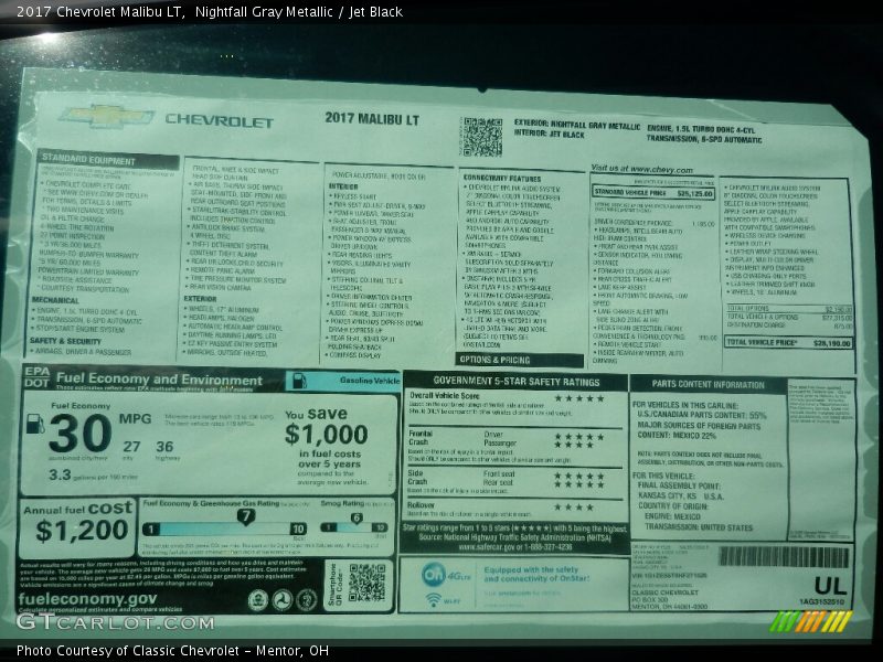 Nightfall Gray Metallic / Jet Black 2017 Chevrolet Malibu LT