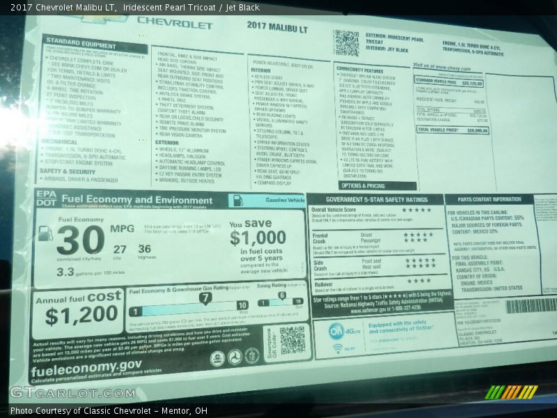 Iridescent Pearl Tricoat / Jet Black 2017 Chevrolet Malibu LT