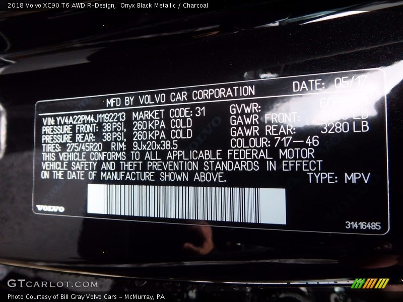 Onyx Black Metallic / Charcoal 2018 Volvo XC90 T6 AWD R-Design