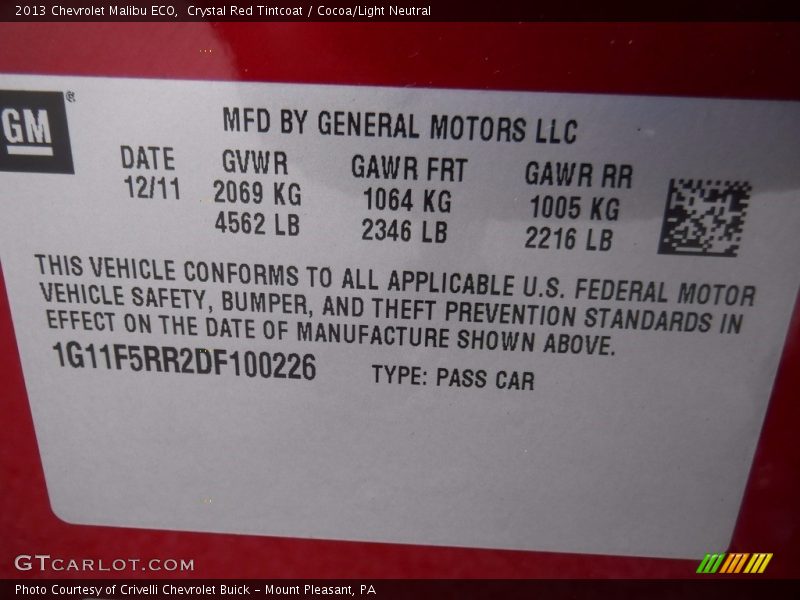 Crystal Red Tintcoat / Cocoa/Light Neutral 2013 Chevrolet Malibu ECO