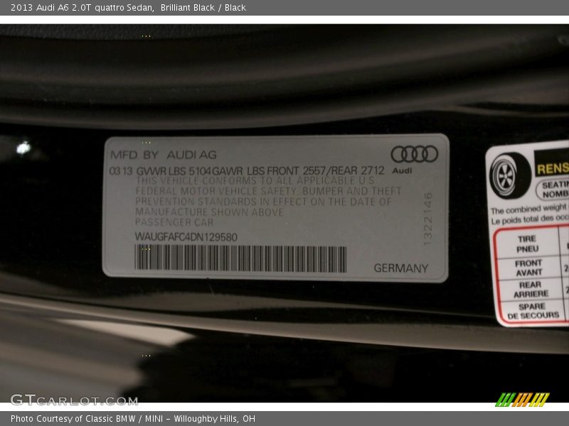 Brilliant Black / Black 2013 Audi A6 2.0T quattro Sedan