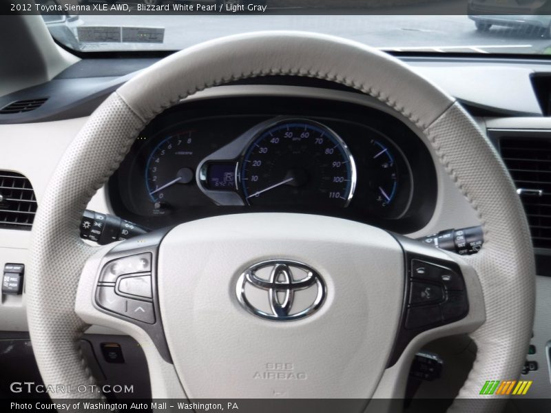 Blizzard White Pearl / Light Gray 2012 Toyota Sienna XLE AWD