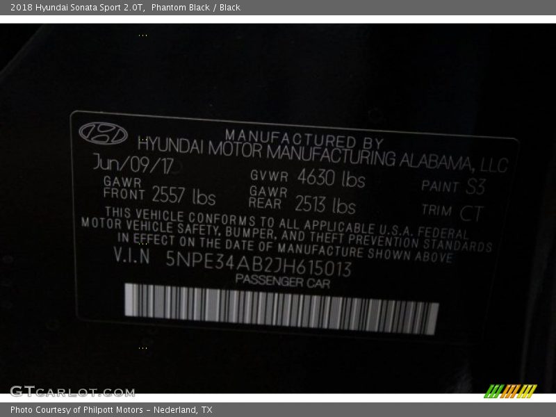 Phantom Black / Black 2018 Hyundai Sonata Sport 2.0T