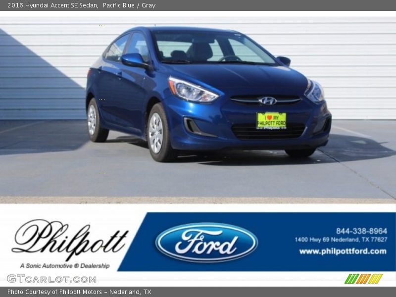 Pacific Blue / Gray 2016 Hyundai Accent SE Sedan