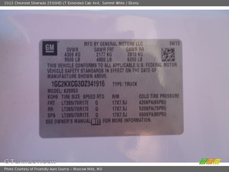 Summit White / Ebony 2013 Chevrolet Silverado 2500HD LT Extended Cab 4x4
