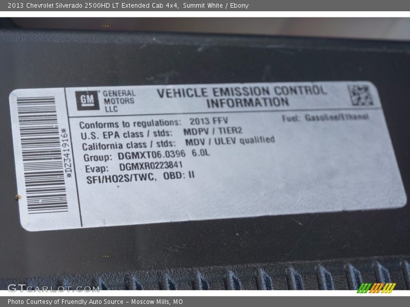Summit White / Ebony 2013 Chevrolet Silverado 2500HD LT Extended Cab 4x4