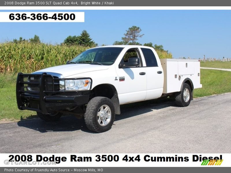 Bright White / Khaki 2008 Dodge Ram 3500 SLT Quad Cab 4x4