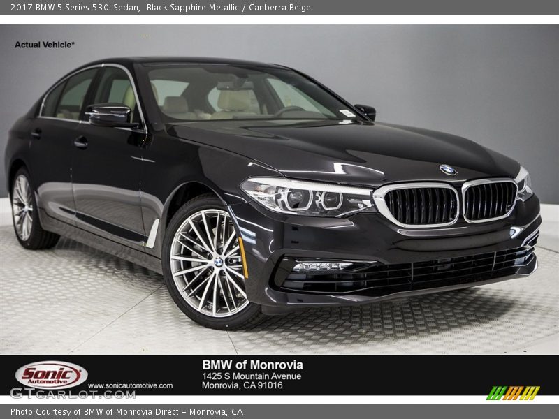 Black Sapphire Metallic / Canberra Beige 2017 BMW 5 Series 530i Sedan