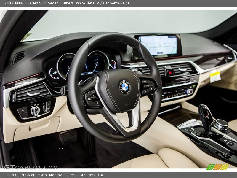 Mineral White Metallic / Canberra Beige 2017 BMW 5 Series 530i Sedan