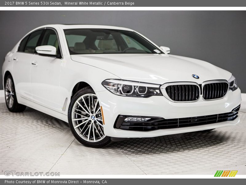 Mineral White Metallic / Canberra Beige 2017 BMW 5 Series 530i Sedan
