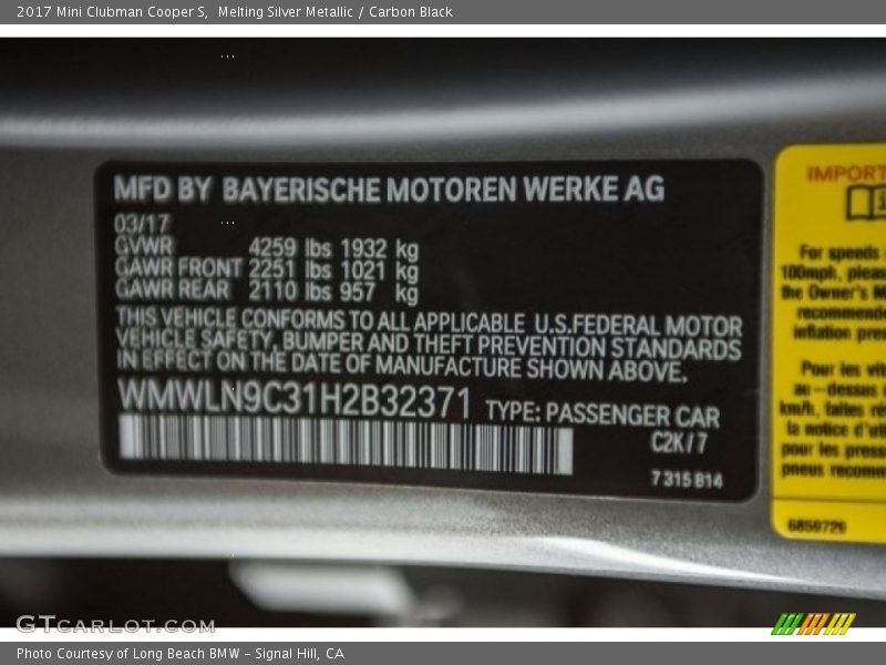 Melting Silver Metallic / Carbon Black 2017 Mini Clubman Cooper S