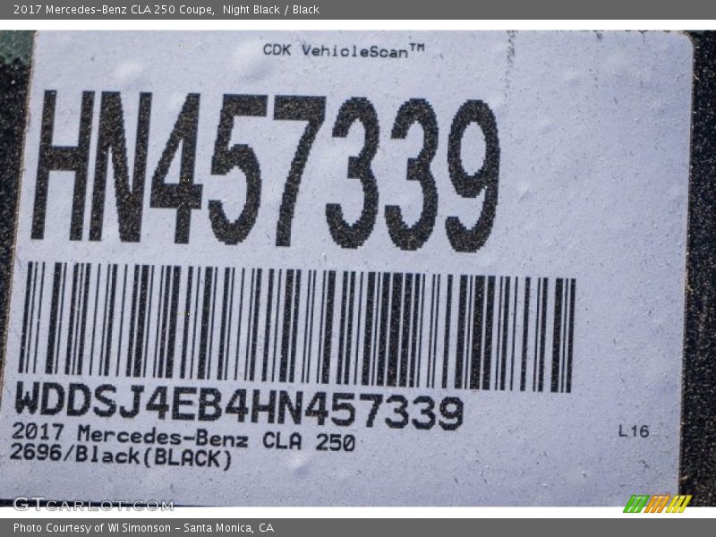 Night Black / Black 2017 Mercedes-Benz CLA 250 Coupe
