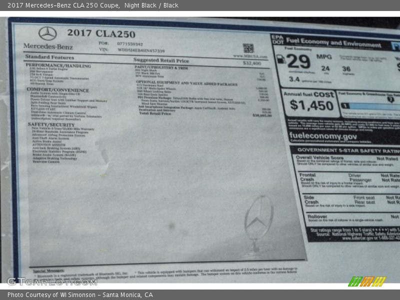 Night Black / Black 2017 Mercedes-Benz CLA 250 Coupe