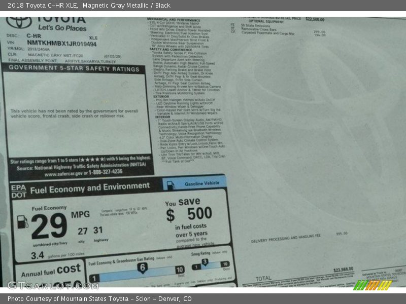 Magnetic Gray Metallic / Black 2018 Toyota C-HR XLE