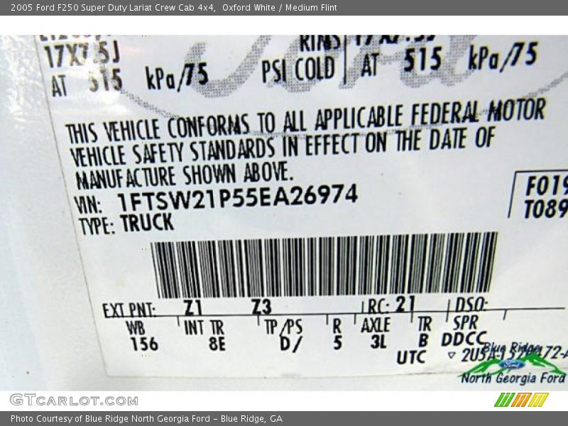 Oxford White / Medium Flint 2005 Ford F250 Super Duty Lariat Crew Cab 4x4