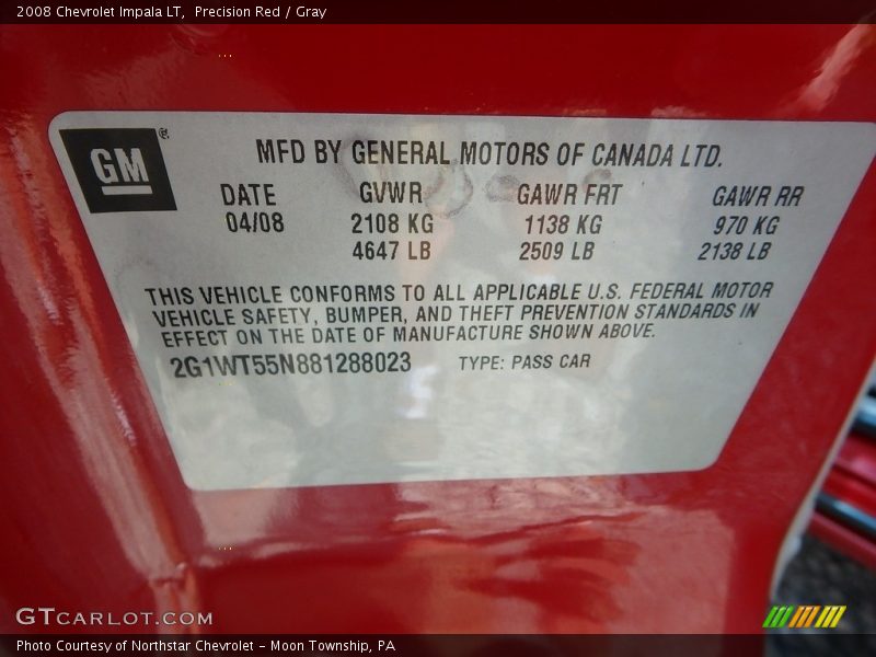 Precision Red / Gray 2008 Chevrolet Impala LT
