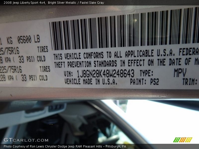 Bright Silver Metallic / Pastel Slate Gray 2008 Jeep Liberty Sport 4x4