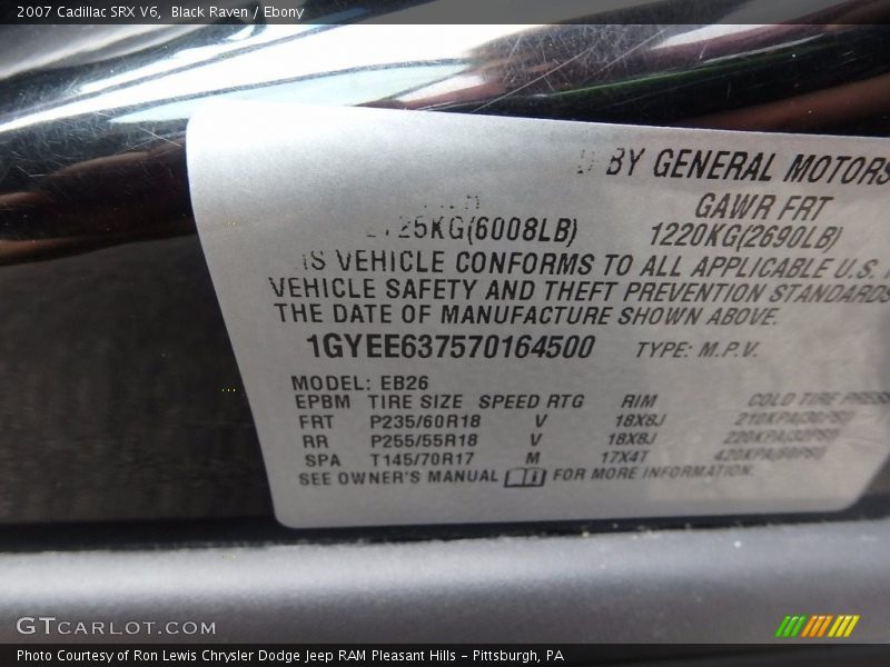 Black Raven / Ebony 2007 Cadillac SRX V6