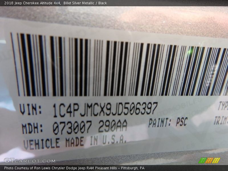 Billet Silver Metallic / Black 2018 Jeep Cherokee Altitude 4x4