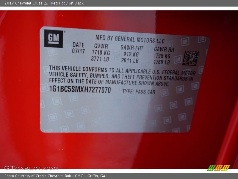 Red Hot / Jet Black 2017 Chevrolet Cruze LS