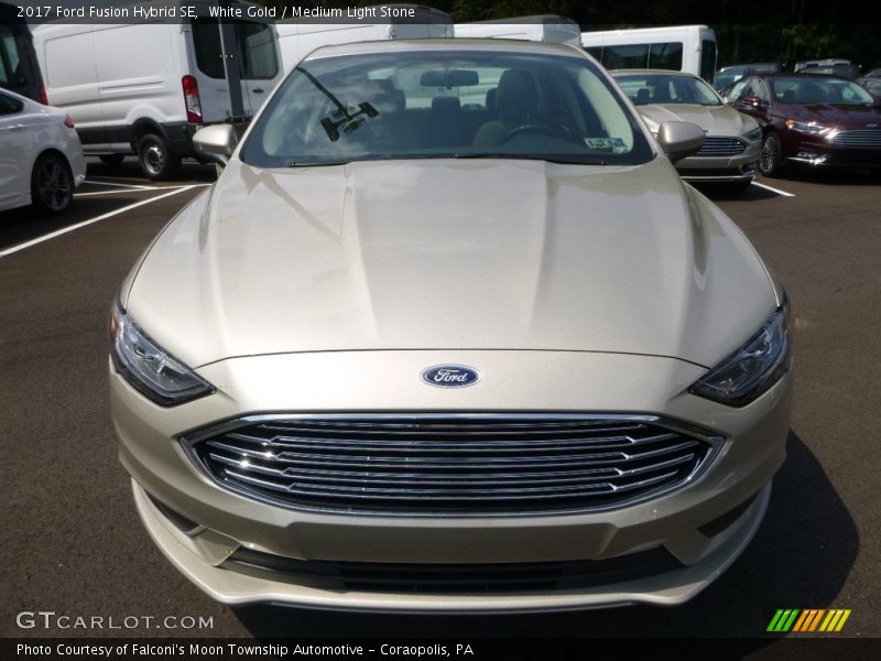 White Gold / Medium Light Stone 2017 Ford Fusion Hybrid SE