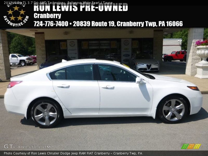 Bellanova White Pearl / Taupe 2012 Acura TL 3.7 SH-AWD Technology