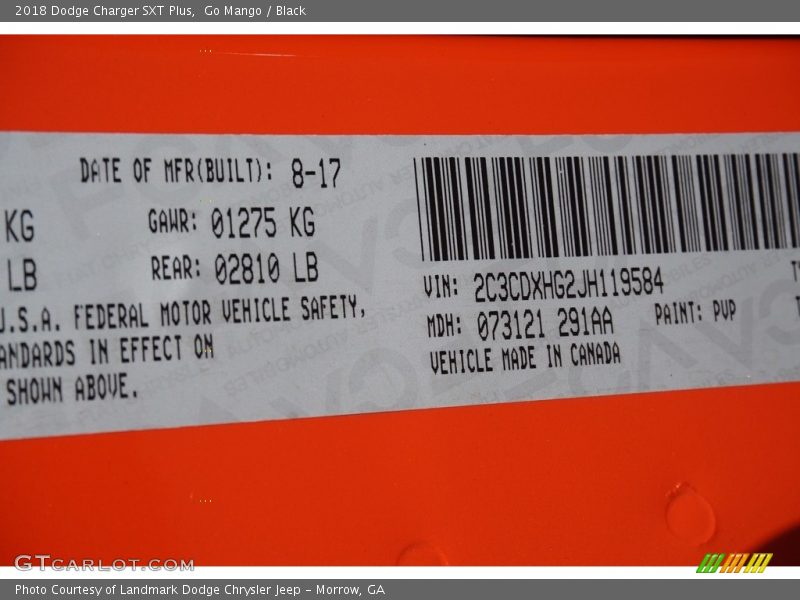 Go Mango / Black 2018 Dodge Charger SXT Plus