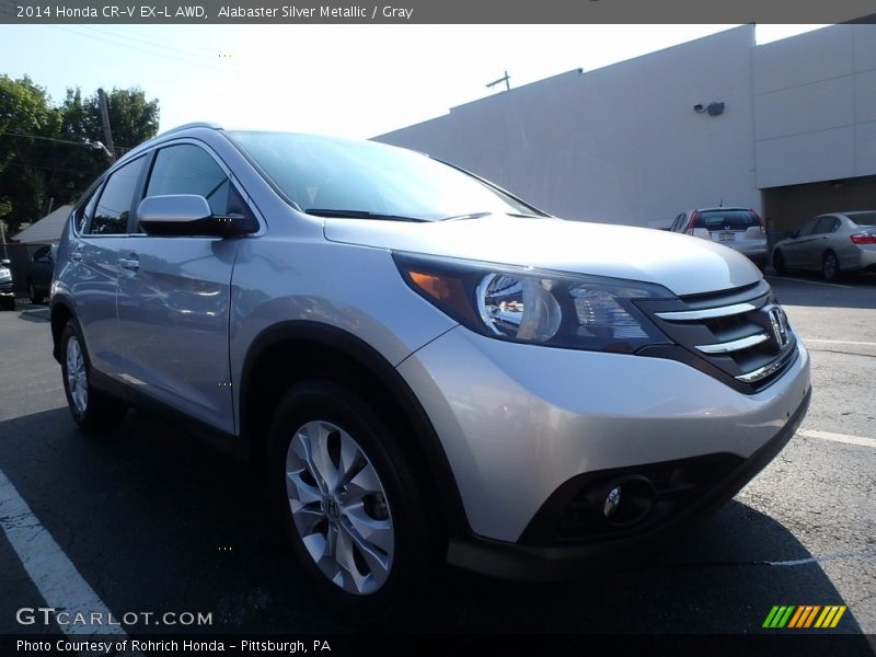 Alabaster Silver Metallic / Gray 2014 Honda CR-V EX-L AWD