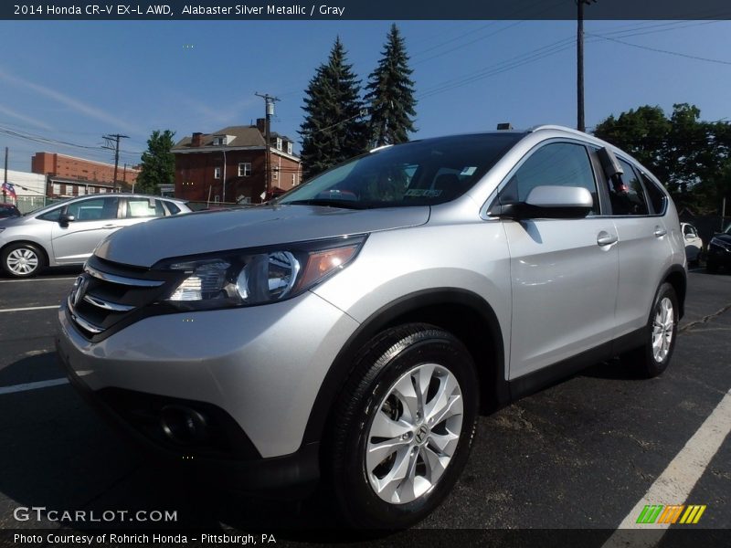 Alabaster Silver Metallic / Gray 2014 Honda CR-V EX-L AWD