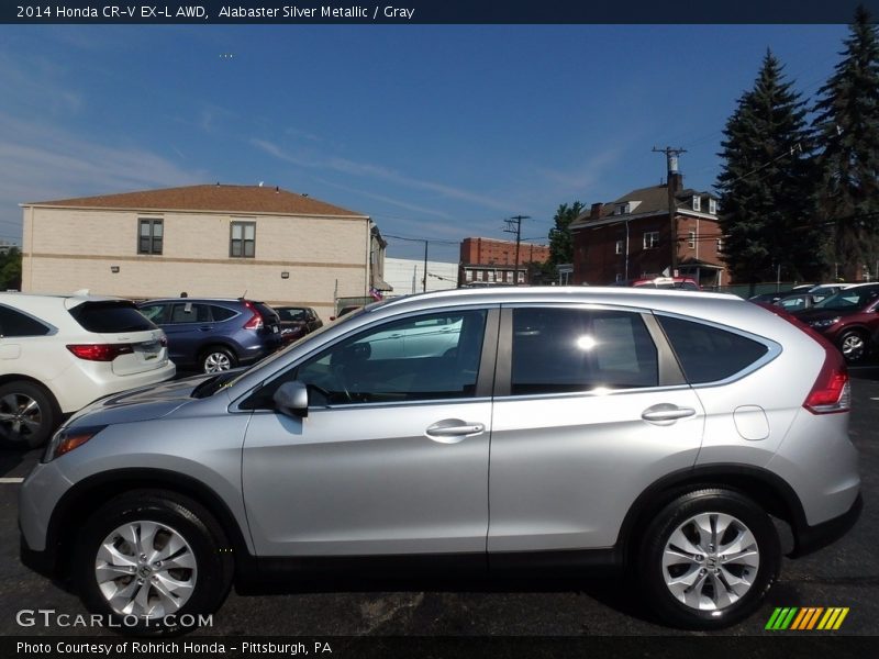 Alabaster Silver Metallic / Gray 2014 Honda CR-V EX-L AWD