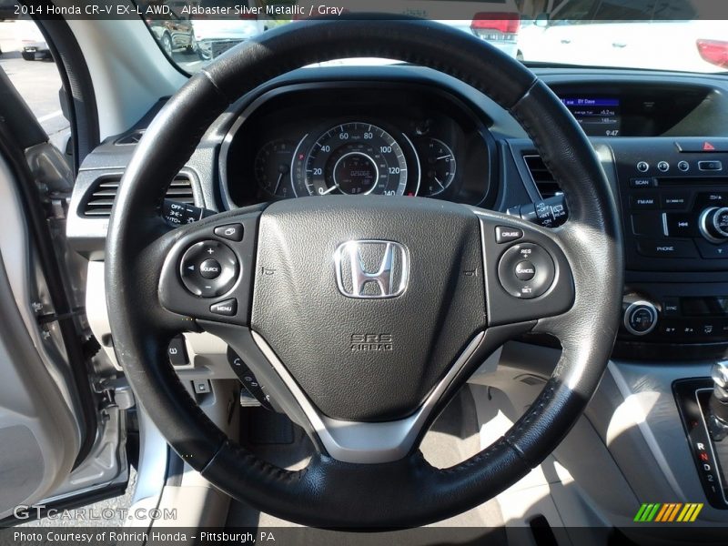 Alabaster Silver Metallic / Gray 2014 Honda CR-V EX-L AWD