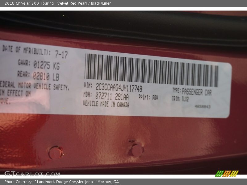 2018 300 Touring Velvet Red Pearl Color Code PRV