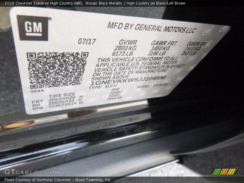 Mosaic Black Metallic / High Country Jet Black/Loft Brown 2018 Chevrolet Traverse High Country AWD
