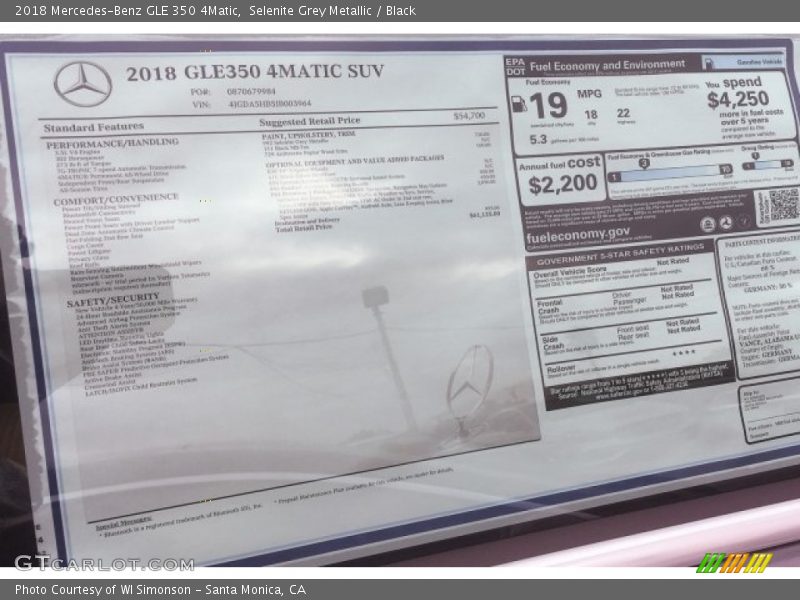 Selenite Grey Metallic / Black 2018 Mercedes-Benz GLE 350 4Matic