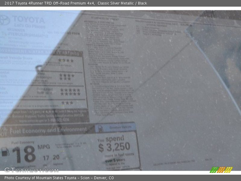 Classic Silver Metallic / Black 2017 Toyota 4Runner TRD Off-Road Premium 4x4