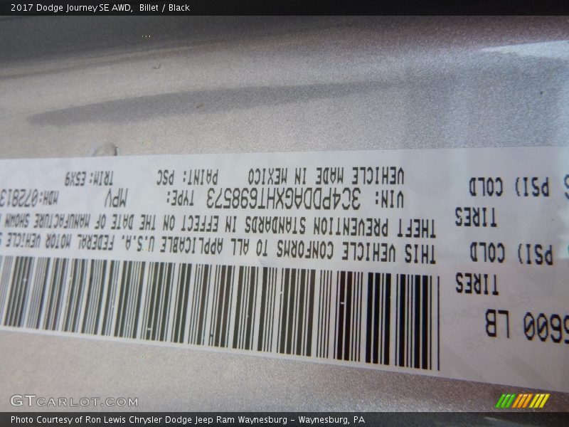 Billet / Black 2017 Dodge Journey SE AWD