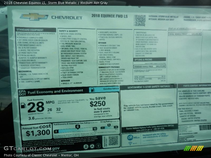Storm Blue Metallic / Medium Ash Gray 2018 Chevrolet Equinox LS