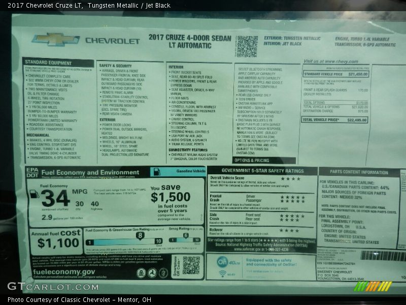 Tungsten Metallic / Jet Black 2017 Chevrolet Cruze LT