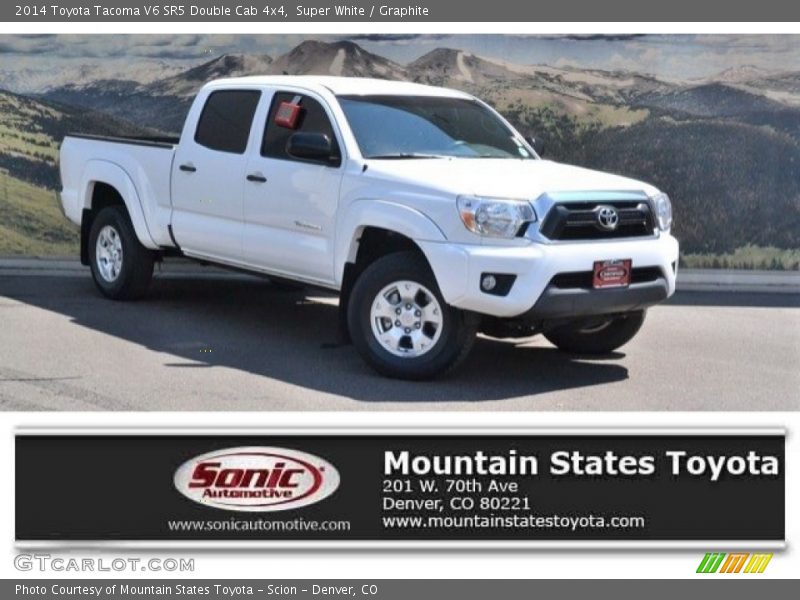 Super White / Graphite 2014 Toyota Tacoma V6 SR5 Double Cab 4x4