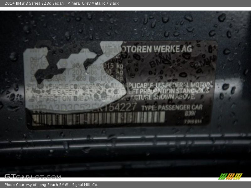 Mineral Grey Metallic / Black 2014 BMW 3 Series 328d Sedan
