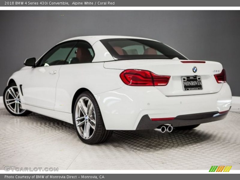 Alpine White / Coral Red 2018 BMW 4 Series 430i Convertible