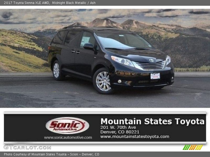 Midnight Black Metallic / Ash 2017 Toyota Sienna XLE AWD