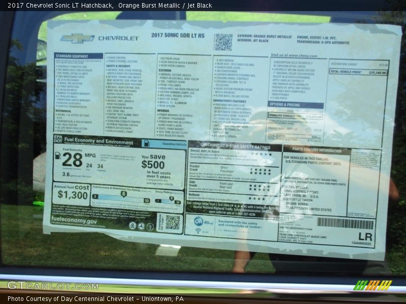Orange Burst Metallic / Jet Black 2017 Chevrolet Sonic LT Hatchback