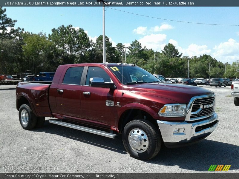 Delmonico Red Pearl / Black/Cattle Tan 2017 Ram 3500 Laramie Longhorn Mega Cab 4x4 Dual Rear Wheel