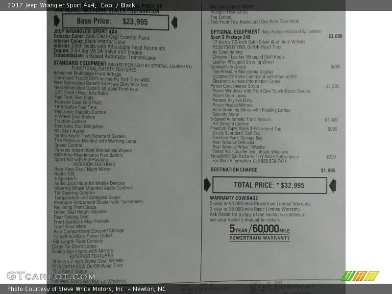 Gobi / Black 2017 Jeep Wrangler Sport 4x4
