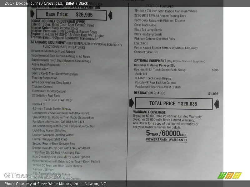 Billet / Black 2017 Dodge Journey Crossroad