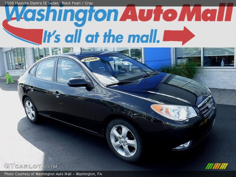 Black Pearl / Gray 2008 Hyundai Elantra SE Sedan