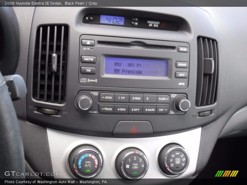 Black Pearl / Gray 2008 Hyundai Elantra SE Sedan