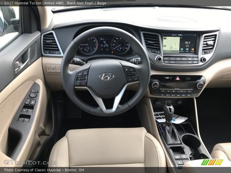 Black Noir Pearl / Beige 2017 Hyundai Tucson Limited AWD