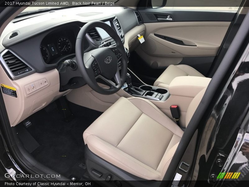 Black Noir Pearl / Beige 2017 Hyundai Tucson Limited AWD